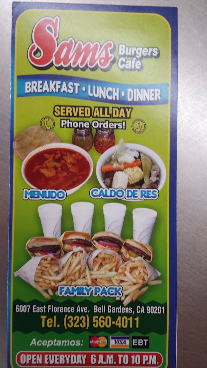 Sam's Burgers #1 Menu - Image 4